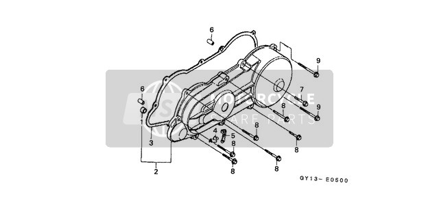 Honda SA50 1994 Left Carter Cover voor een 1994 Honda SA50